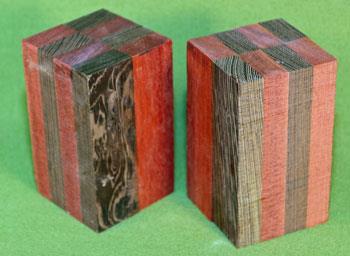 Blank #747 - Bloodwood & Wenge - 2 Blanks ~ 2" x 2" x 3 1/2" ~ $15.99